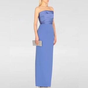 Solace London Afra Strapless Royal Blue Column Gown